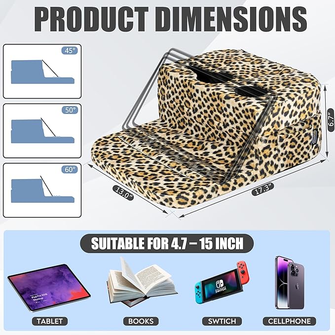Couch Cup Holder Tray Pillow - Bed, Couch Caddy, Sofa, RV & Car - Holds Drinks, Snacks, Remotes, Phones, Kindle, Tablet | Bed Cup Holder (Leopard)-NeatNest