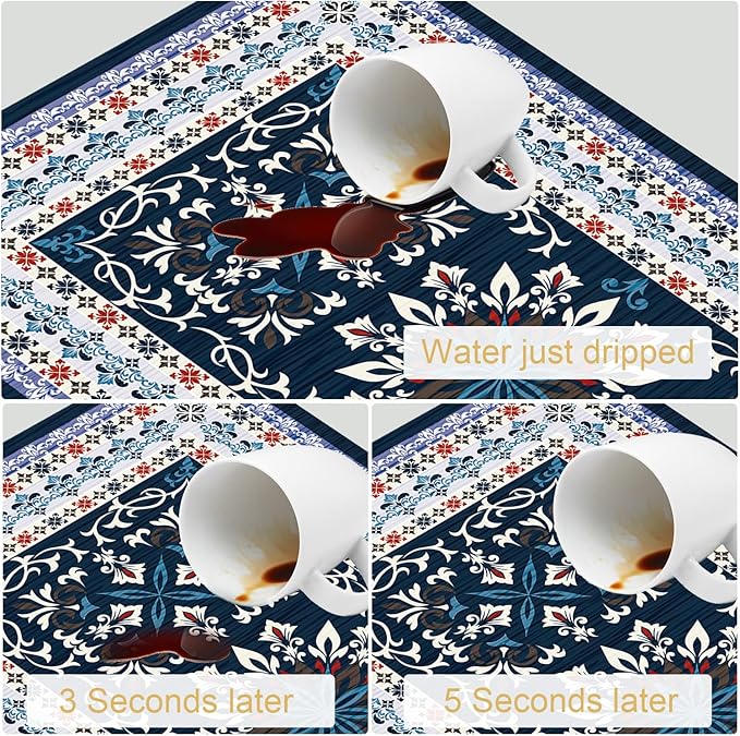 Boho Geometric Rug Dish Drying Mats Super Absorbent Dish Drainer Rack Pad Non-Slip Drying Mat for Kitchen Counter, 20"x12"-NeatNest