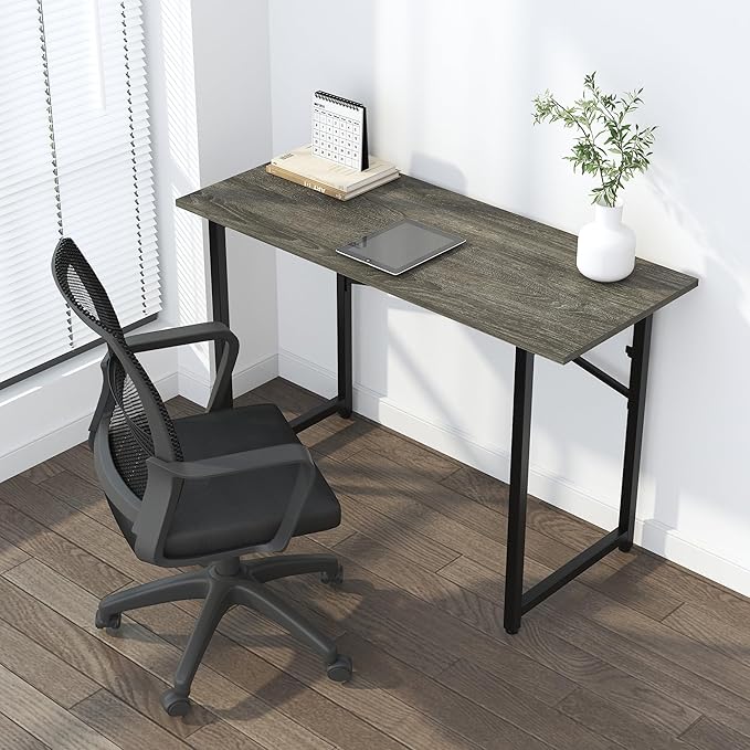47 inch Folding Desk, Writing Gaming Computer Camping Table, No Assembly Required Home Office Desk, Black Oak-NeatNest