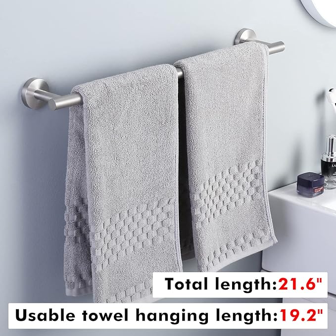 KES 19.2 Inch Bathroom Towel Bar, Towel Holder for Wall, Bathroom Towel Racks SUS304 Stainless Steel Brushed Finish, Total Length 21.6 Inch, A2000S55B-2