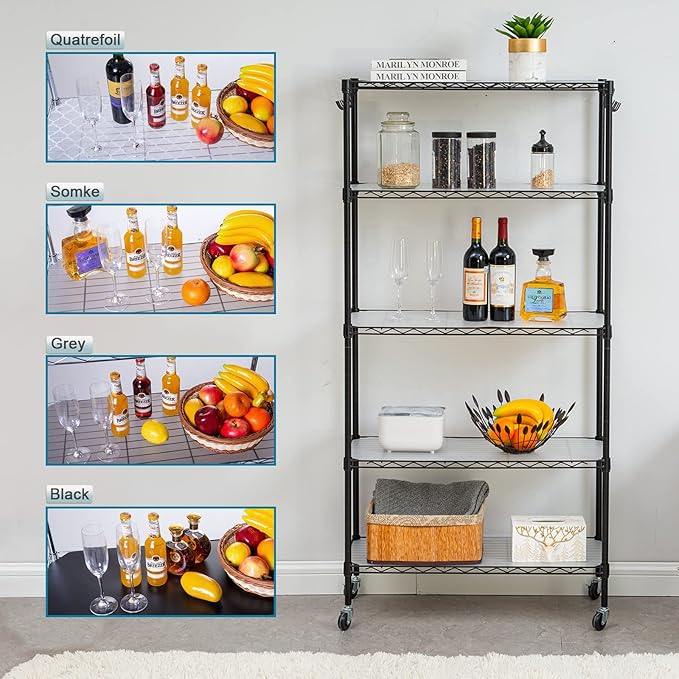 BRIAN & DANY Wire Shelf Liner 16" X 36", Heavy Duty Shelf Liners for Wire Shelving, Waterproof Protector Mats, Set of 5, Black-NeatNest