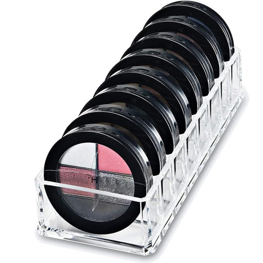 byAlegory Acrylic (Bronzer, Highlighter, Powder, Blush) Compact Makeup Organizer | 8 Space Cosmetic Storage (CLEAR)-NeatNest