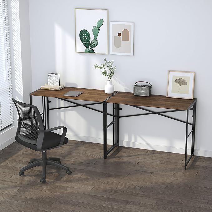 Folding Computer Desk 40 inch Writing Gaming Computer Camping Table, No Assembly Required Home Office Desk, Espresso-NeatNest