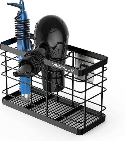 Hair Dryer Holder - Hair Tool Organizer Wall Mount/Adhesive Blow Dryer Holder/Curling Iron Holder Cabinet Door Bathroom Organizer for Hair Dryer, Curling Wands, Hair Straighteners Black-NeatNest