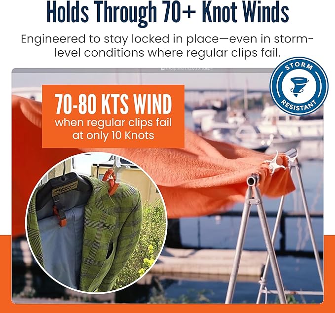 Orange - 6-Pack Towel Clip - Large Clips for Towels and Clothes - Storm Proof & Lockable Clothespin - Multi- Purpose Towel Clips for Chairs, Boat, RV, Camping, Stroller, Beach Chair