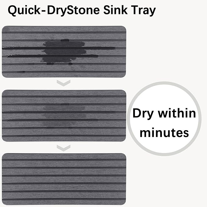 2 PCS Water Absorbent Diatomite Coasters (9.5" x 4"), Grooved Design, Water Absorbing Stone Used for Hand Soaps & Plants & toiletries in The Modern Home-NeatNest