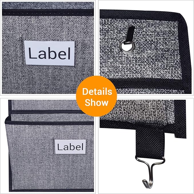 homyfort Over the Door File Organizer Hanging File Folders, Wall Organizers and Storage for Mail, Magazine, Notebooks, Planners, Office, Classroom, 5 Extra Large Pockets (Black with Pattern)-NeatNest