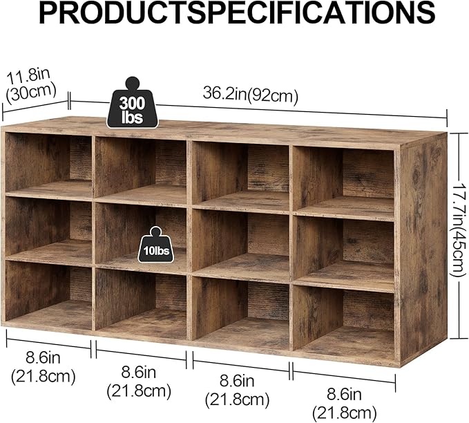 12-Cubby Shoe Rack, 3-Tier Wood Shoe Organizer, Multifunctional Shoe Organizer Bench for Entryway, Mudroom, Hallway, Closet,36.22 * 11.81 * 17.72 Inch,Brown-NeatNest
