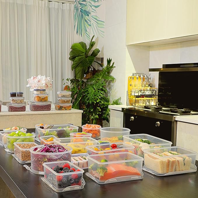 46 PCS Food Storage Containers with Lids(23 Containers & 23 Lids), Reusable Plastic Food Containers with Lid for Kitchen Storage and Organization, BPA-Free & Leak Proof with Labels & Pen-NeatNest