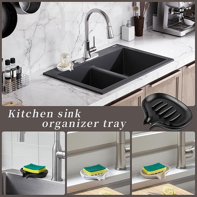 2 Pcs Soap Dish with Drain- Self Draining Bar Soap Holder for Shower, Large Resin Soap Savers Soap Tray Sponge Holder for Kitchen, Bathroom, Bathtub Sink, Linen-NeatNest