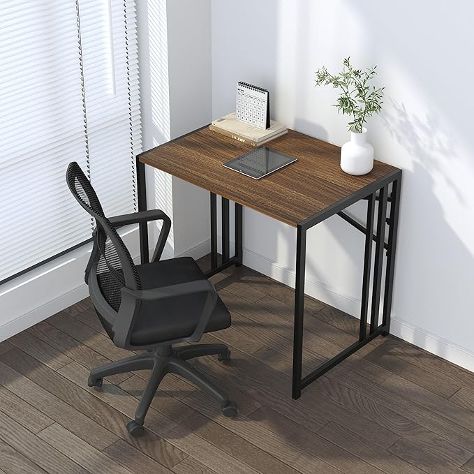 Folding Computer Desk 32 inch Writing Gaming Computer Camping Table, No Assembly Required Home Office Desk, Espresso-NeatNest