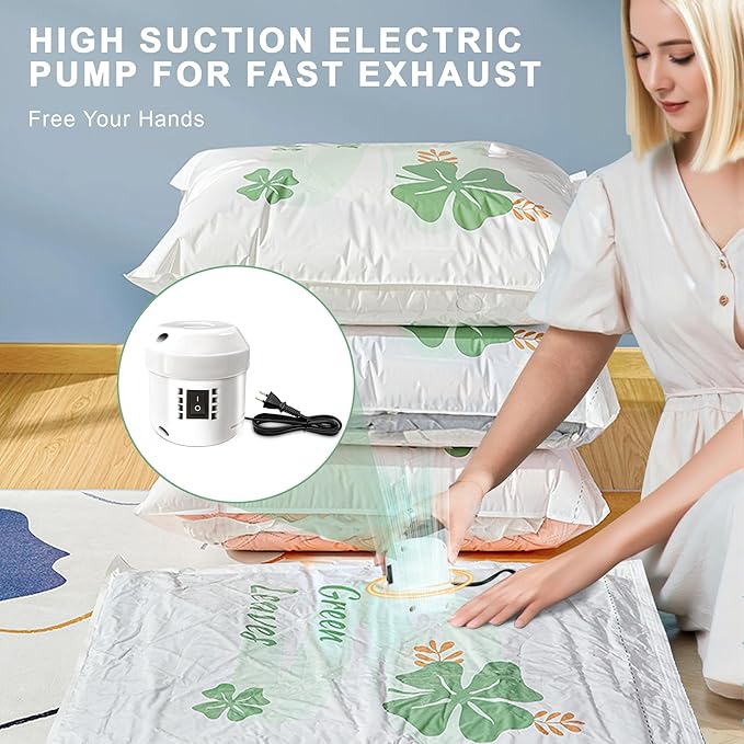 15 Pack Vacuum Storage Bags for Clothing Travel with High Pressure Electric Pump, 3 Sizes Large/Medium/Small Space Saver Bag Vacuum Sealed for Luggage Blankets, Vacuum Seal Bag for Bedding Comforters-NeatNest