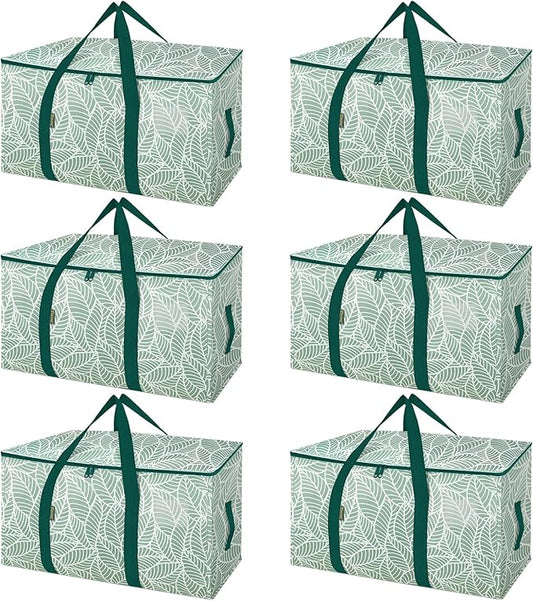 BALEINE 6-Pack Oversized Moving Bags with Reinforced Handles, Heavy-Duty Storage Tote for Clothes, Moving Supplies (Antique Folidage, 6-Pack)-NeatNest