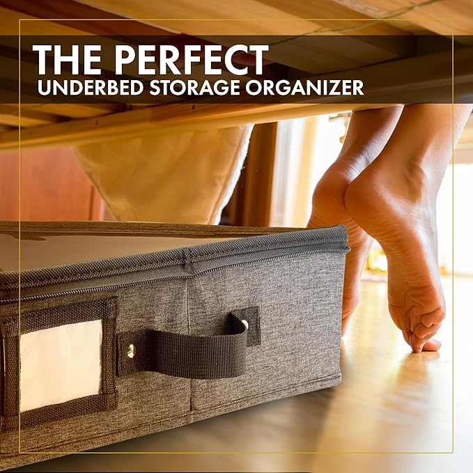 HOMELUX THEORY 2pc Under Bed Storage Containers, Bedroom Under the Bed Drawer Storage Organizer with Bins and Lids, Medium Underbed Clothes Storage Box Ideal for Blanket, Fabric, & Shoes (Dark Gray)-NeatNest