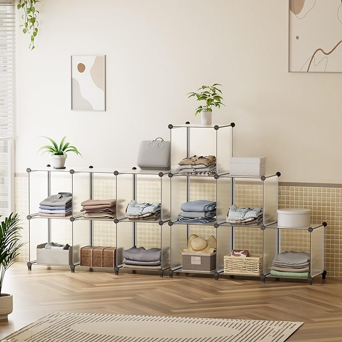 HOMIDEC 6-Cube Storage Organizer, Closet Organizer Storage Shelf Bookcase Bookshelf with Metal Hammer, Storage Cubes Organizer Cabinet for Kids, Closet, Bedroom, Bathroom, (11.8x11.8x11.8 inch)-NeatNest