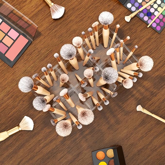 HIIMIEI Clear Makeup Brush Holder Organizer Acrylic 6-Slots Cosmetic Brushes Storage Organizer for Vanity Countertop-NeatNest