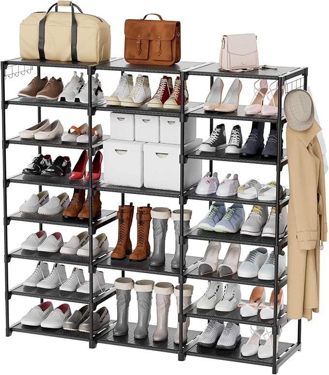 VIZUN 8 Tier Large Shoe Rack Organizer, 45-50 Pair Shoes Boots Storage, Metal Shoe Shelf Closet, Sturdy Heavy Duty Shoe Tower for Entryway Garage Living Room-NeatNest
