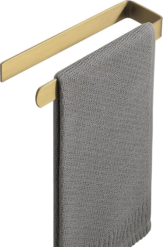 Alise Hand Towel Holder Self Adhesive Towel Bar Towel Hanger for Bathroom Wall,SUS304 Stainless Steel Brushed Gold Towel Rack Towel Ring for Kitchen Cabinet Glass Door Wash Basin Side,No Drilling