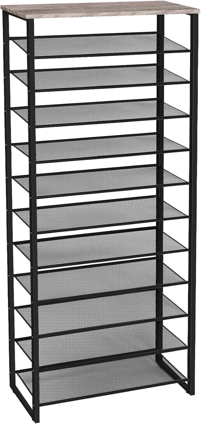 HOOBRO Shoe Rack, 12-Tier Shoe Storage Organizer, Large Capacity Shoe Shelf for Front Door Entrance, Entryway, Closet, Holds 36-48 Pairs of Shoes, Closet, Greige and Black BG127XJ01-NeatNest