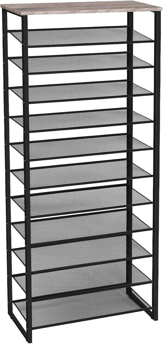 HOOBRO Shoe Rack, 12-Tier Shoe Storage Organizer, Large Capacity Shoe Shelf for Front Door Entrance, Entryway, Closet, Holds 36-48 Pairs of Shoes, Closet, Greige and Black BG127XJ01-NeatNest