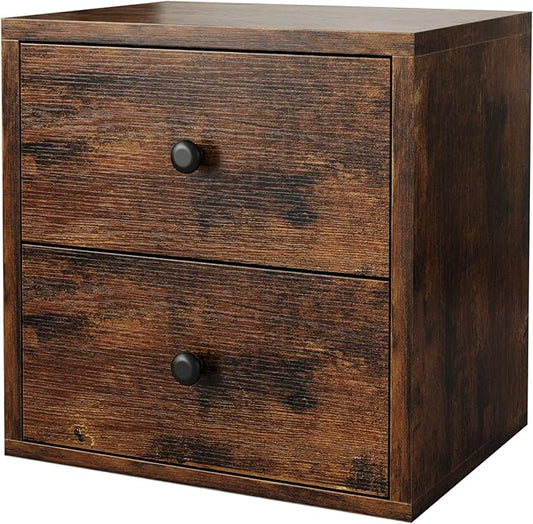 FUSUNBAO Magic DIY Cube Storage Organizer Stackable Cubes for Home Books Clothes Toy-Modular Cubby Storage System-Office Cubical-Bookcase Closet (Antique Brown, Drawer Cube)-NeatNest
