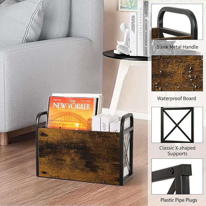 YINMIT Magazine Holder, Magazine Rack Floor, Magazine Storage Basket, Folder Organizer Bin for Books, Newspapers, Tablets-NeatNest