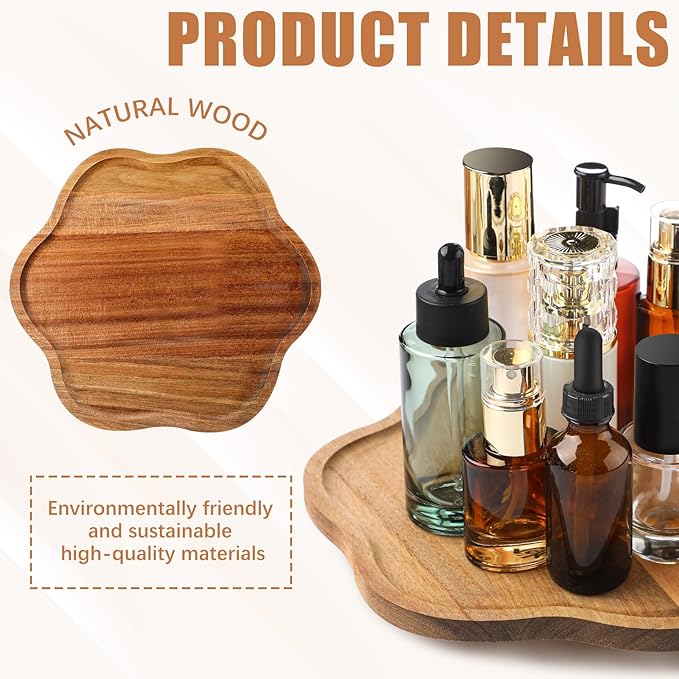 Patelai 2 Pack 10 Inch Wood Lazy Susan Organizer Round Turntable Kitchen Lazy Susan Organization and Rotating Spice Rack for Pantry Dining Table Kitchen Countertop Cupboard