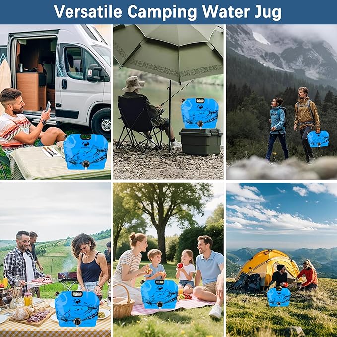 Camping Water Jug 2.1 Gallon CollapsibleWater Container Portable Water Bag for TravelOutdoor Hiking BPA Free Lightweight (Blue (2.1 Gal), 1)-NeatNest