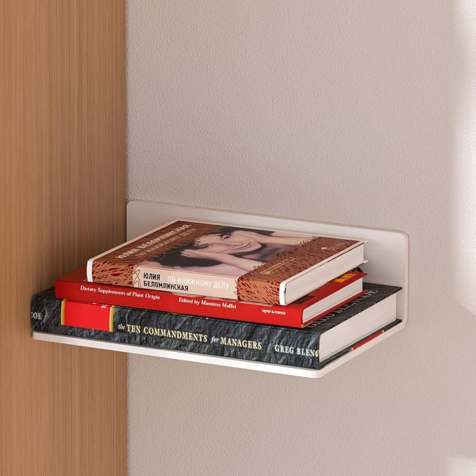 9 Inches Acrylic Wall Shelves 2 Pack, Floating Shelf for Wall Mounting, Acrylic Display Ledges for Funko Pop Figures, Home Décor, Living Room, Gaming Room, Plants(9 inch, White)-NeatNest