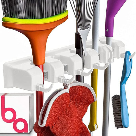 EXTRA GRIP Mop & Broom Holder Wall Mount - Wall Hanging Garden Tool & Utility Closet Organizer, Mop & Broom Hook, Broom Hanger Wall Mount, Mop Broom Organizer, Wall Mounted Broom Rack Mop Storage-NeatNest