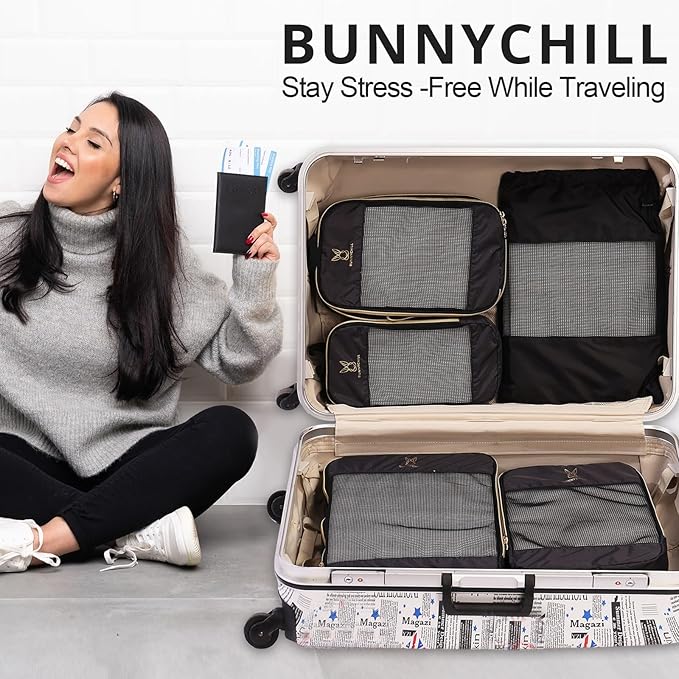 Expandable Compression Packing Cubes for Suitcases,6 Set Lightweight Compressible Travel Packing Organizer for Carry on Suitcase,Organizer Bags Set as Travel Essentials for Women-NeatNest