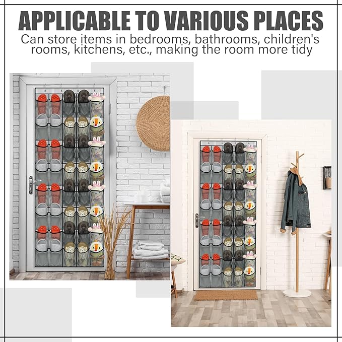Windyun 40 Over the Door Shoe Organizer Large Mesh Pocket Hanging Shoe Rack for Closet Gray Nonslip Behind Door Storage Holder Back to School Organizer for Dorm Room College Classroom Storage-NeatNest