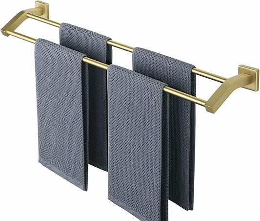 Alise Double Bath Towel Bars Towel Racks for Bathroom,Wall Mount Towel Holder Heavy Duty SUS304 Stainless Steel Towel Hanger Towel Rail,GK9700-G Golden Finish,28-Inch