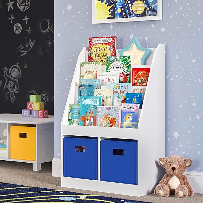 RiverRidge Folding Storage Bins with Handles Blue Cube Storage Organizer for Closet, Bedroom & Playroom - Closet Organizers and Storage Set of 4-NeatNest