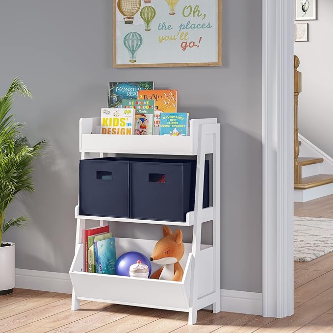 RiverRidge Folding Storage Bins with Handles Navy Cube Storage Organizer for Closet, Bedroom & Playroom - Closet Organizers and Storage Set of 4-NeatNest