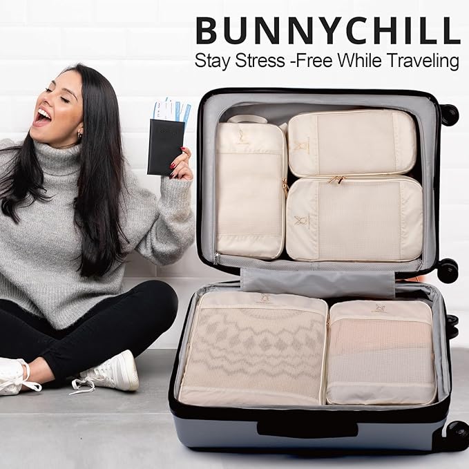 Expandable Compression Packing Cubes for Suitcases,6 Set Lightweight Compressible Travel Packing Organizer for Carry on Suitcase,Organizer Bags Set as Travel Essentials for Women-NeatNest