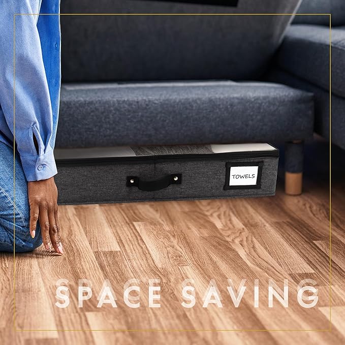 HOMELUX THEORY 2pc Under Bed Storage Containers, Bedroom Under the Bed Drawer Storage Organizer with Bins and Lids, Medium Underbed Clothes Storage Box Ideal for Blanket, Fabric, & Shoes (Dark Gray)-NeatNest