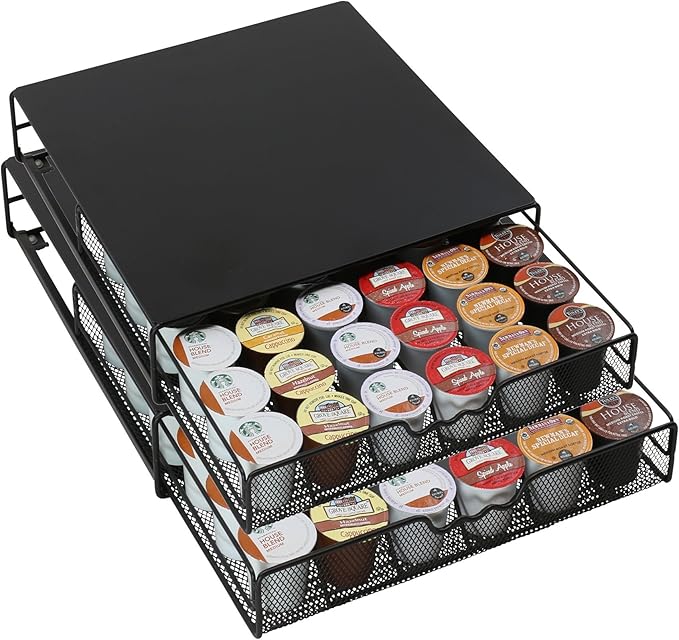 DecoBrothers K-Cup Holder Drawer for 36 Coffee Pods Storage, Black-NeatNest