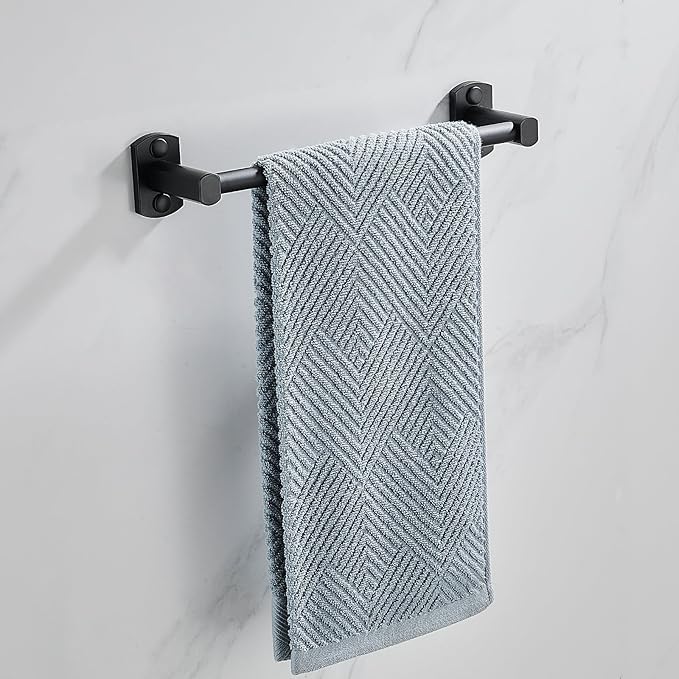 Black Towel Bar, Hand Towel Rack for Bathroom Wall Mounted Towel Hanger, Kitchen Bath Towel Holder, Toilet Towel Rod,12 Inch