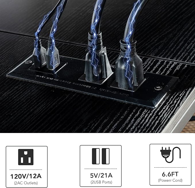 Clikuutory Modern Black 63 inch Metal TV Stand with LED Lights and Power Outlets for 40 50 55 60 65 70 Inch TVs, 3 Tier Television Stands with Entertainment Center and Storage for Living Room, Bedroom-NeatNest