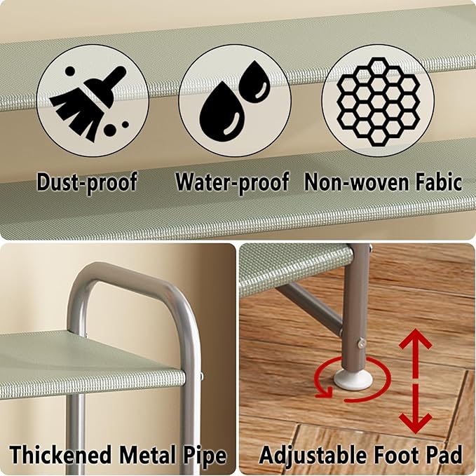 Shoe Rack 3 Tier Long Storage Organizer Wide Metal Shoe Shelf for Closet Entryway Grey-NeatNest