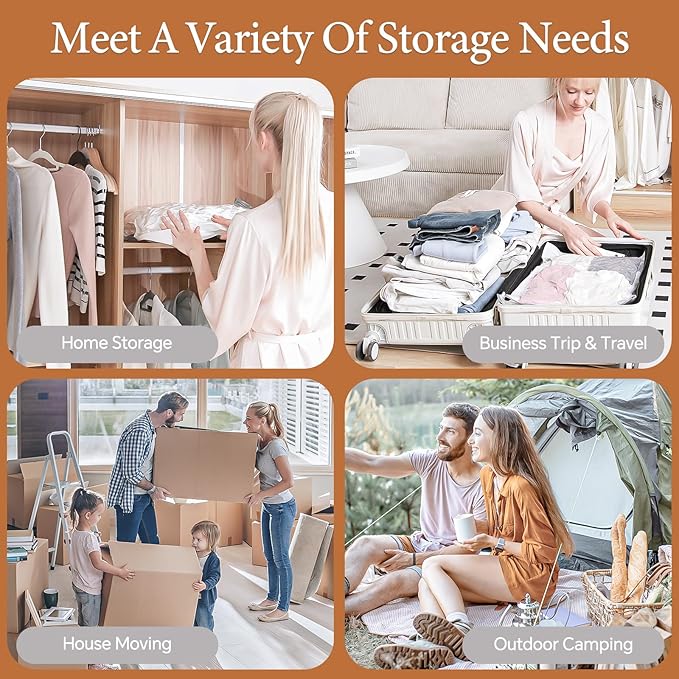 Vacuum Storage Bags for Clothing Travel, 10 Pack Vacuum Bags with Wireless Charging Air Pump(2 Large+4 Medium+4 Small), Compression Packing for Clothes Blanket Suitcase Luggage-NeatNest