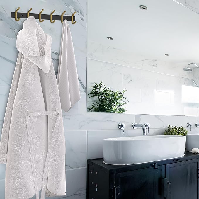 Coat Rack Wall Mount – Black and Gold Hook Rail with 6 Double Coat Hooks, 17 Inch Stainless Steel Wall Hooks for Entryway, Bathroom, Bedroom, Closet, Towel, Hat, Bag, Heavy Duty Organizer - 2 Pack-NeatNest