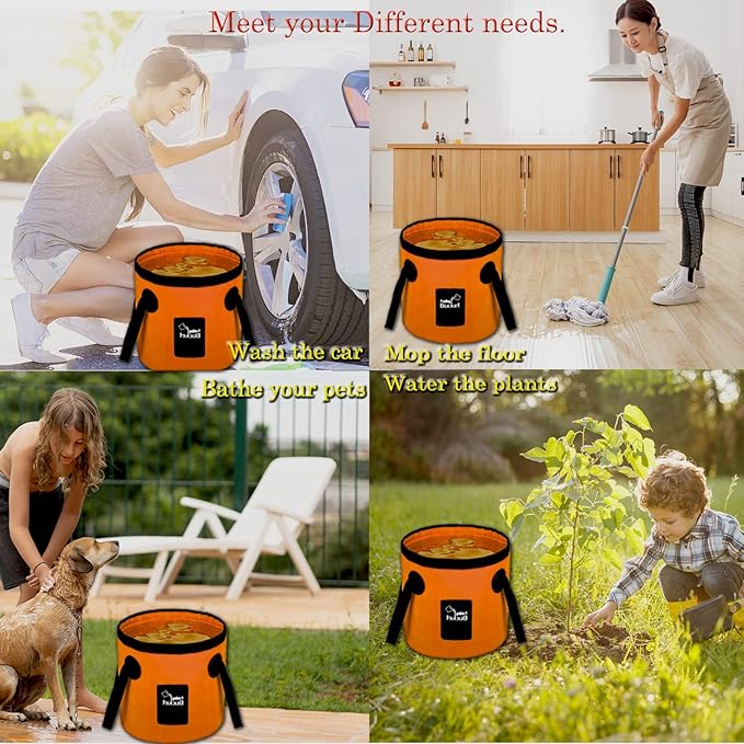 Esthesia Collapsible Bucket, 5 Gallon Portable Folding Water Container for Travelling, Camping, Hiking, Fishing, Gardening-NeatNest