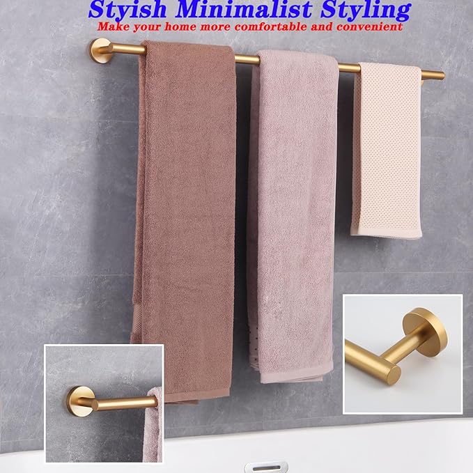 GERZWY Stainless Steel 33-Inch Bathroom Towel Bar Gold Towel Rack Wall Mounted Towel Rail Bath Towel Rod AG1101C85-BE