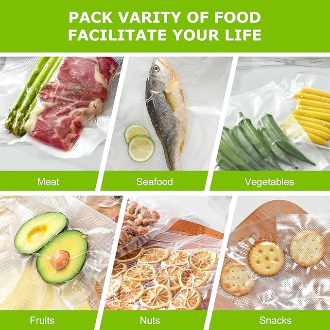 Bonsenkitchen Vacuum Sealer Bags, 50 Quart 8" x 12" Precut Food Sealer Bags, Commercial Grade, BPA Free, Heavy Duty, Customized Size Vacuum Bags for Vac Storage, Meal Prep or Sous Vide Cooking, VB12-NeatNest