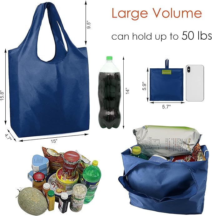 BeeGreen Foldable Travel Bag Reusable Gifts Bags - Reusable Grocery Bags Large Holiday Gifts Cloth Tote With Handles - Bulk Reusable Shopping Bags for Women (Beach Storage Washable Collapsible)-NeatNest