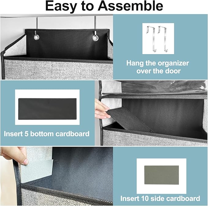 homyfort Over Door Organizer with 5 Large Pockets 10 Mesh Side Pockets, 5-Shelf Extra Large and Sturdy Hanging Storage Organizer for Pantry, Nursery (Black)-NeatNest
