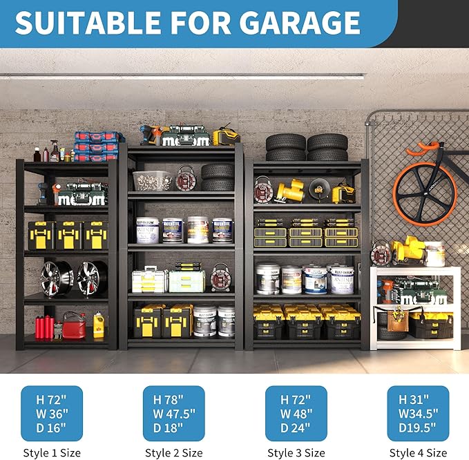 31.5" H Metal Storage Shelving, 1500LBS Heavy Duty Shelves Unit, Adjustable 3 Tier Storage Rack, Industrial Utility Shelf for Garage, Warehouse, Bedroom, Kitchen,18" D×34“W×31.5”H, White-NeatNest