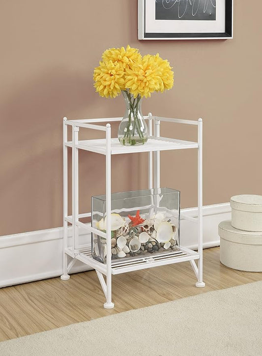 Convenience Concepts Xtra Storage Shelves - 2 Tier Folding Metal Organizer Shelf for Office, Closet, Laundry Room, Garage, Kitchen, Bathroom, & Bedroom, No Tools Assembly, White-NeatNest